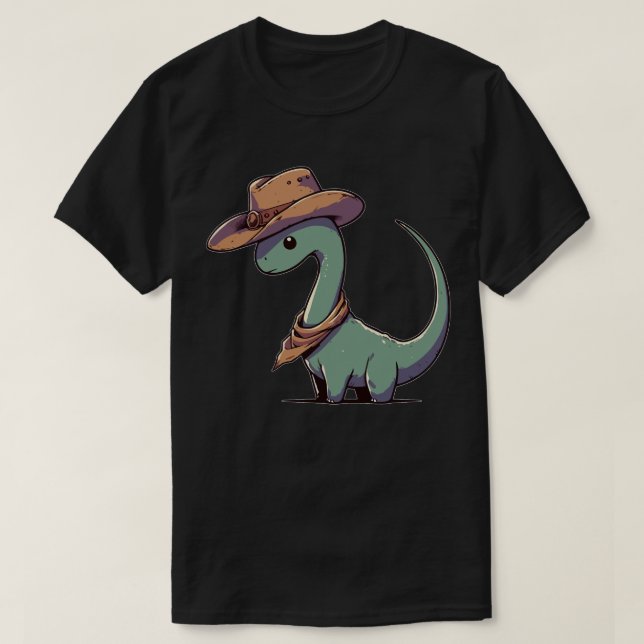 Kawaii Dinosaur Brontosaurus Cowboy Funny T Shirt (Design framsida)