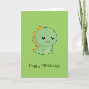 Kawaii Dinosaur Grattis på födelsedagen Kort