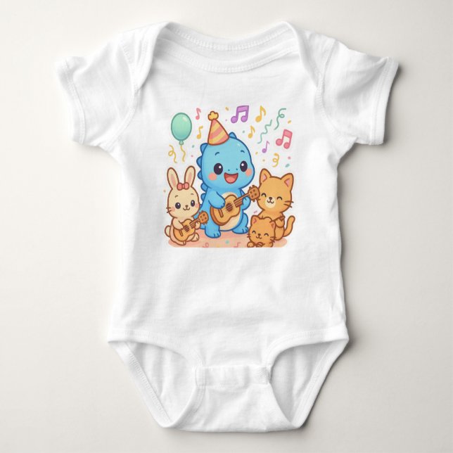 Kawaii Dinosaur Kids Party Design - Cute Dino T Shirt (Framsida)