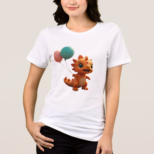 Kawaii Dinosaur T-shirt - Cute Dino with Heart (Framsida)