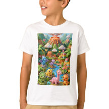 Kawaii dinosaurier djungel vulkan vertikal