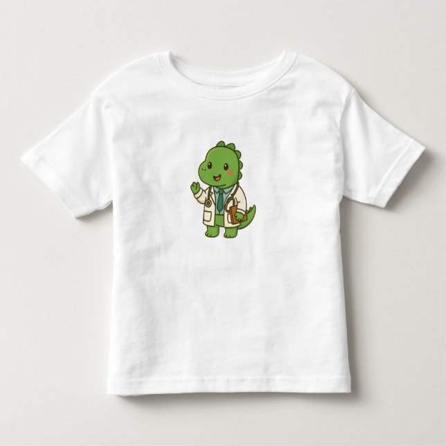 Kawaii Doctor Dinosaur – Cute Dino Jobs T Shirt (Framsida)