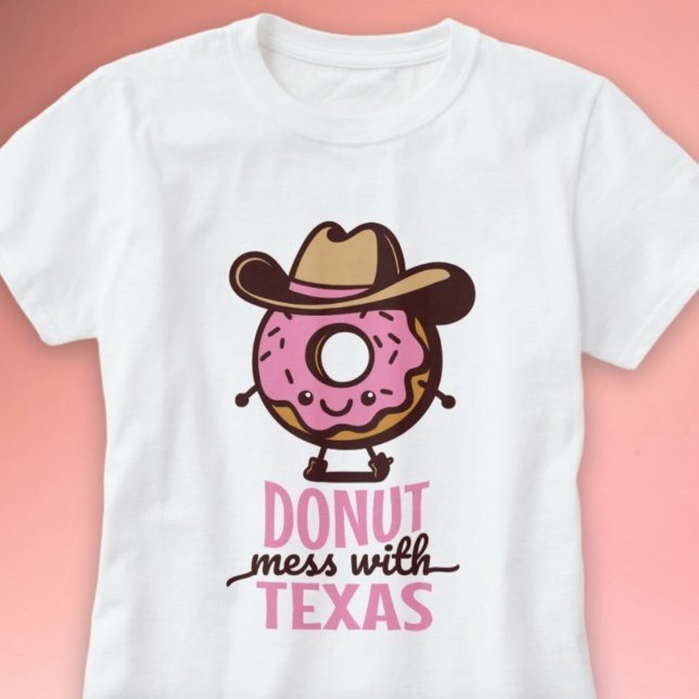 Kawaii Donut  med Texas Cute Shirt T (Kawaii Donut Mess with Texas Cute Shirt)