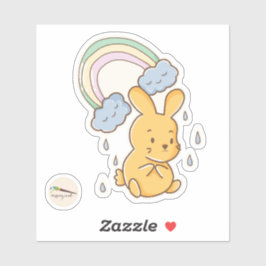 Kawaii Doodle Bunny Rainbow Rain Klistermärken