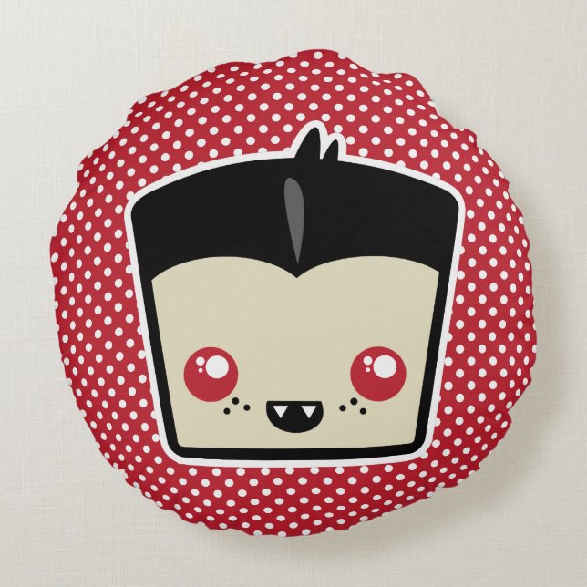 Kawaii Dracula Round Pillow Rund Kudde (Baksidan)