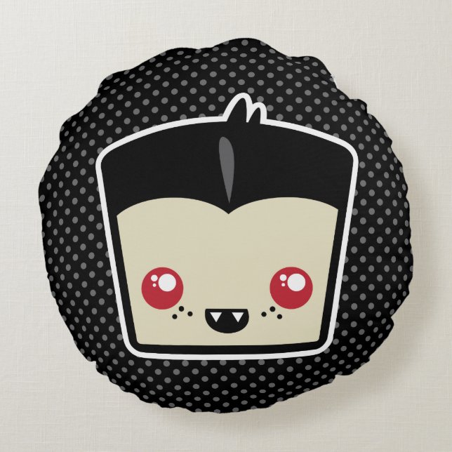 Kawaii Dracula Round Pillow Rund Kudde (Baksidan)