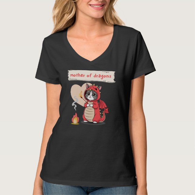 Kawaii Dragon Mamma Black Funny Quote Mors dag T Shirt (Framsida)