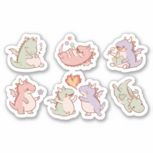 KAWAII DRAGON STICKERS SET KLISTERMÄRKEN