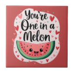 Kawaii "Du är en i Melon" Cute Watermelon Pun Kakelplatta<br><div class="desc">Den här snygga, kawaiiinspirerade designen har en lycklig, leende vattenmelonsegment omgiven av lekhjärtan och den skarpa frasen "Du är en i en melon". Med en mjuk pastellpalett i färg och handritad charm utstrålar den här teckningen söthet och positivitet, skapar den perfekt för var och en som kärlek tände humor och...</div>
