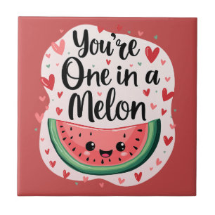 Kawaii "Du är en i Melon" Cute Watermelon Pun Kakelplatta