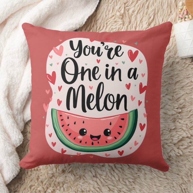 Kawaii "Du är en i Melon" Cute Watermelon Pun Kudde (Filt)