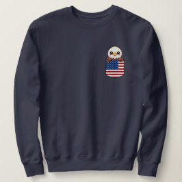Kawaii Eagle American Flagga Pocket T Shirt
