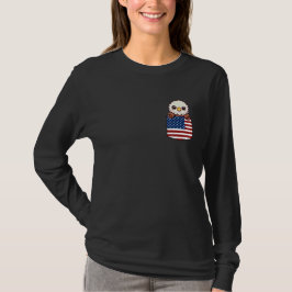 Kawaii Eagle American Flagga Pocket T Shirt