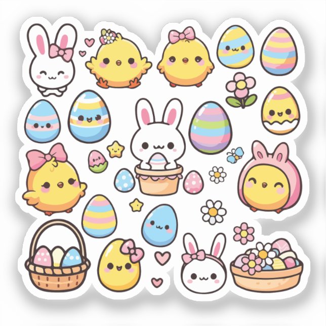 Kawaii Easter Klistermärken (Framsida)
