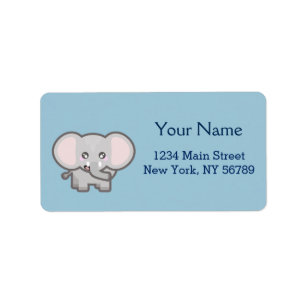 Kawaii elefant adressetikett