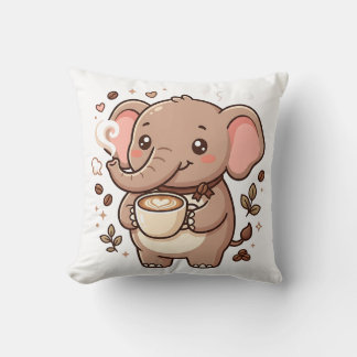 Kawaii Elefant Kaffe Kast Kudd Kudde