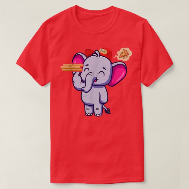 Kawaii Elephant Cute Animal Pizza Delivery Funny P T Shirt (Design framsida)
