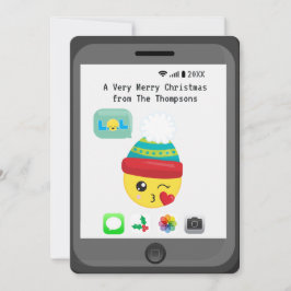 Kawaii Emoji temed God jul Hälsning Kort