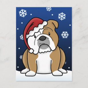 Kawaii English Bulldog jul Postcard Helg Vykort