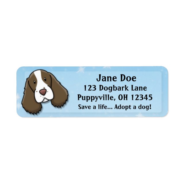 Kawaii English Springer Spain Returadress Etikett (Framsidan)