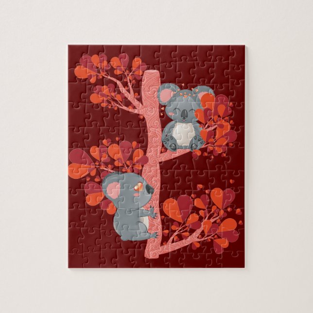 Kawaii, ett par koalas med hjärtan träd pussel (Vertikal)