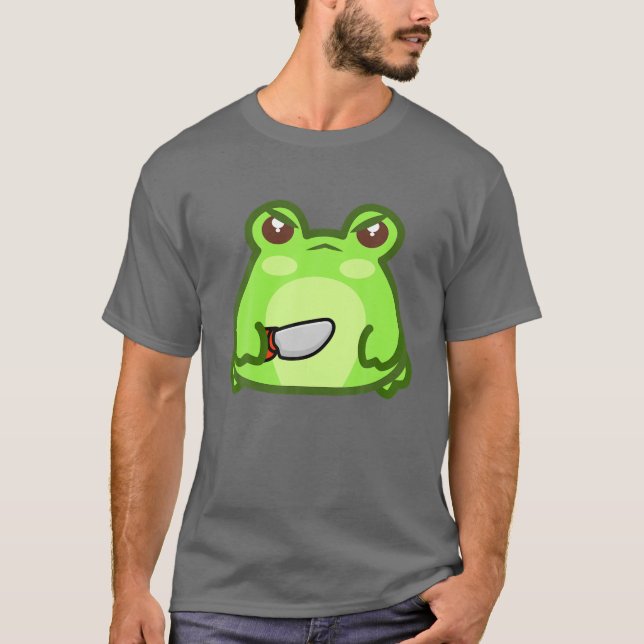 Kawaii Evil Frog med Knivar Cute Kawaii Froggy T Shirt (Framsida)
