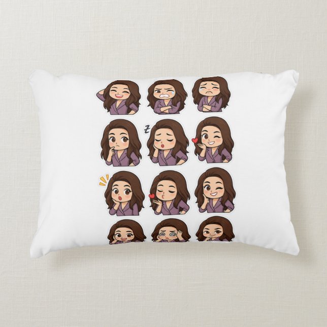 Kawaii Expression Throw Pillow – Boss Babe Vibes Prydnadskudde (Framsidan)