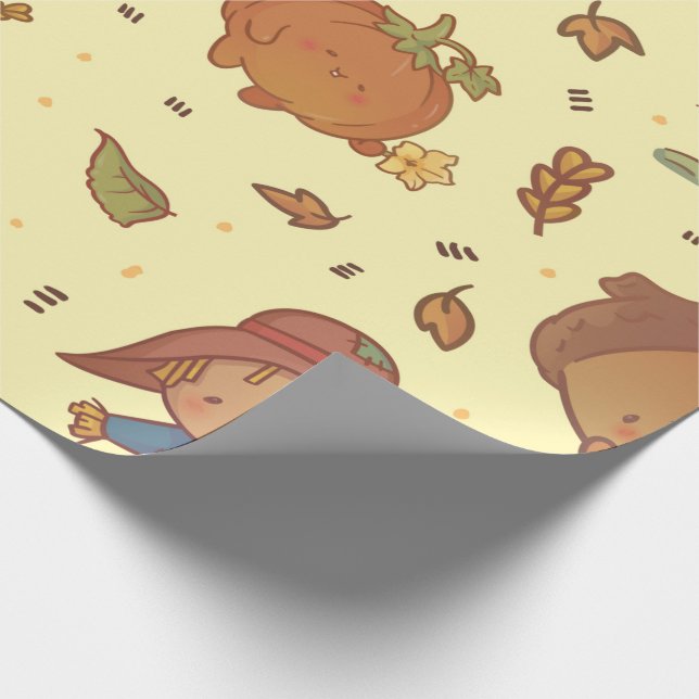 Kawaii Fall Wrapping Papper Presentpapper (Hörn)