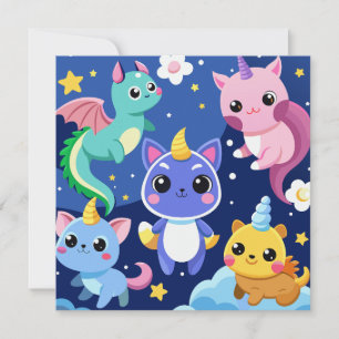 Kawaii Fantasy Creatures Inbjudningar