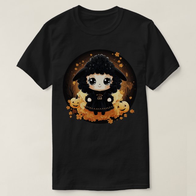 kawaii Får i Halloween-dräkt och pu T Shirt (Design framsida)