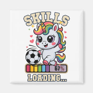 Kawaii Färdigheter Laddar Fotboll Enhörning Poäng Magnet