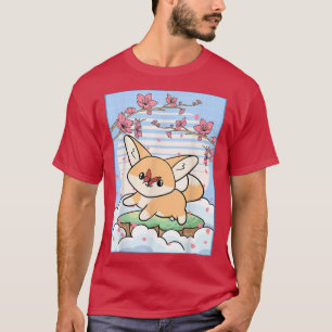 Kawaii Fennec Fox Cherry Blommar Japanska Aestheti T Shirt