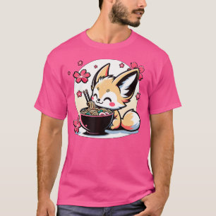 Kawaii Fennec Fox Eating Ramen T Shirt