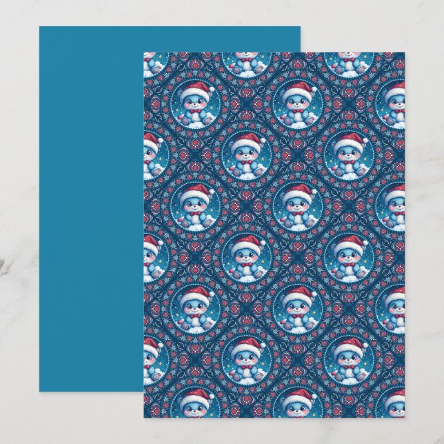 Kawaii Festive Bear Mandala Diamond Tile Inbjudningar (Fram/baksida)