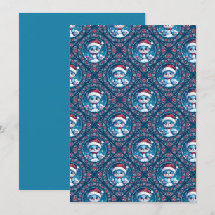 Kawaii Festive Bear Mandala Diamond Tile Inbjudningar