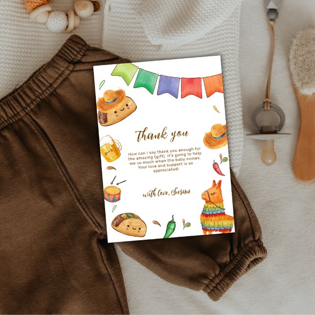 Kawaii Fiesta Taco "Bout A Baby Shower Tack Kort (Kawaii Fiesta Taco 'Bout A Baby Shower Thank You Card)