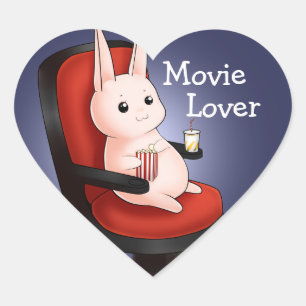 Kawaii-filmteaterkanin Hjärtformat Klistermärke