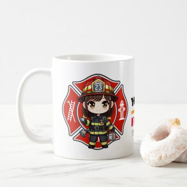 Kawaii Firefighter Girl - Kaffemugg (Med munk)