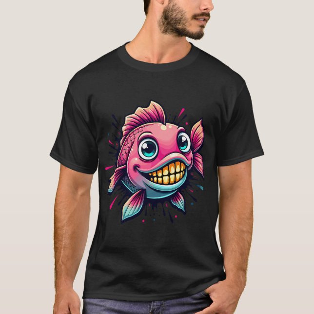Kawaii Fisk Stänk Effekt T Shirt (Framsida)