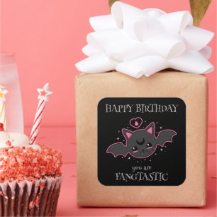 Kawaii Fladdermus Halloween Birthday Fyrkantigt Klistermärke