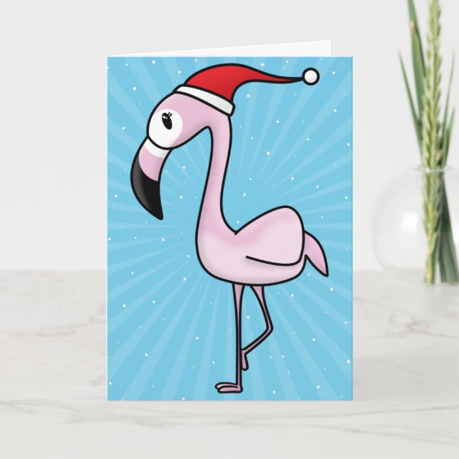 Kawaii Flamingo-julkort Helgkort (Framsida)