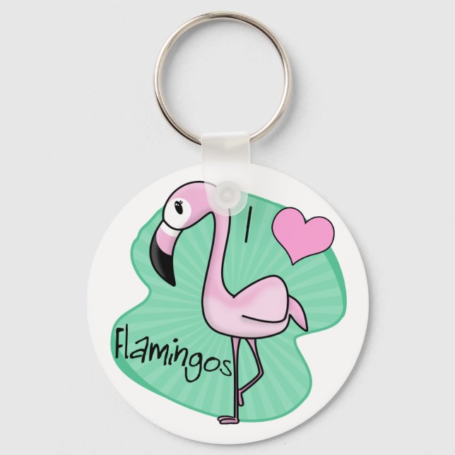 Kawaii Flamingo Keychain Nyckelring (Framsida)