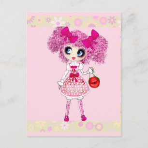 Kawaii flicka födelsedag - personlig vykort