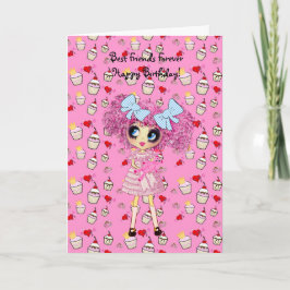 Kawaii-flickfödelsedag - personlig kort