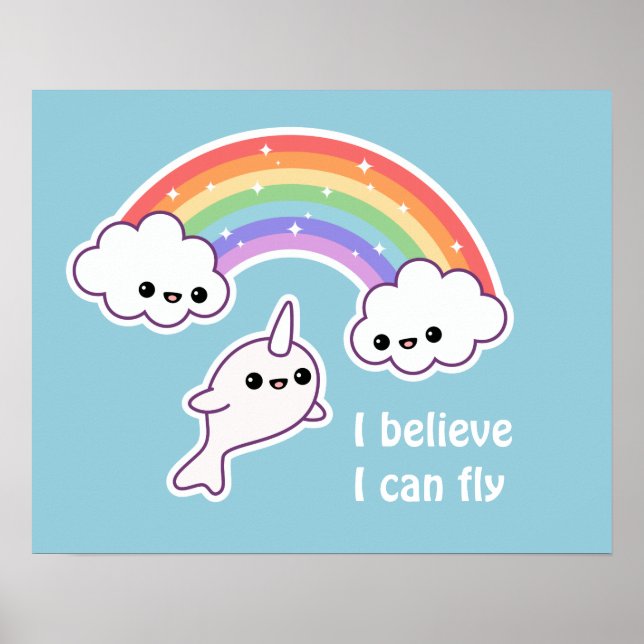 Kawaii Flies Narwhal Poster (Framsidan)