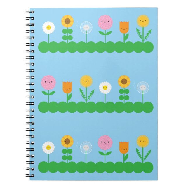 Kawaii Flower Fält Anteckningsbok (Framsidan)