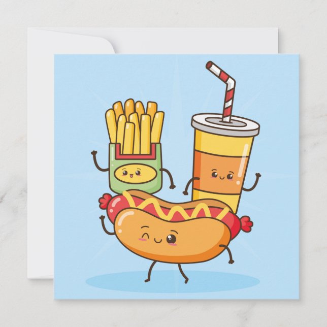 Kawaii Food Helgdag Card Julkort (Framsida)