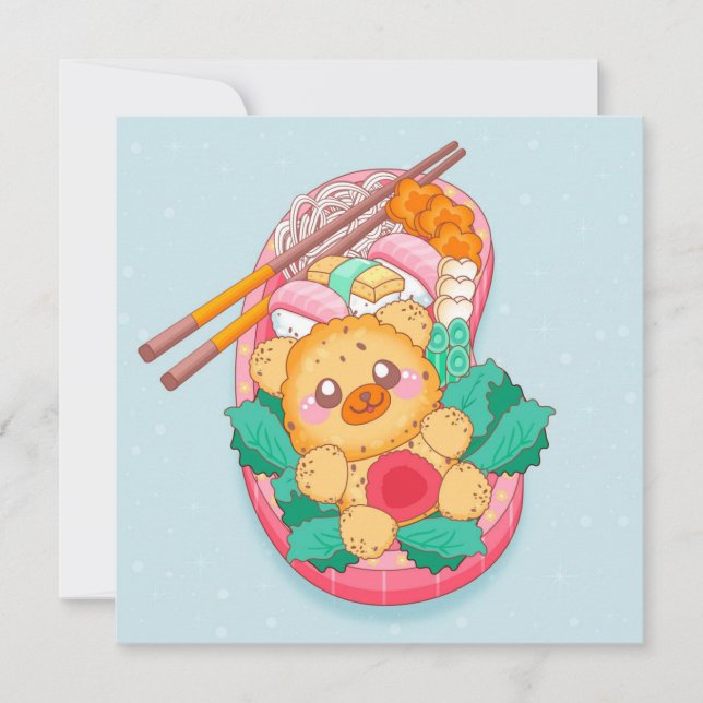 Kawaii Food Helgdag Card Julkort (Framsida)