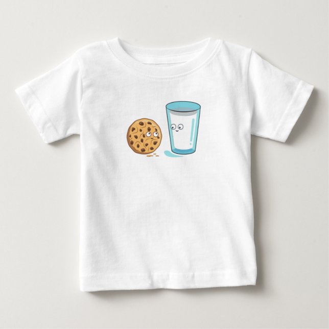 Kawaii Food Mjölk och Cookies  T Shirt (Framsida)