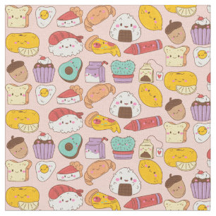 Kawaii Food Mönster Tyg